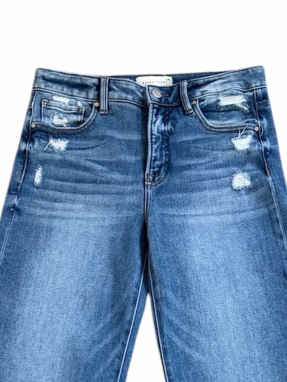 Risen Jeans Distressed High Rise Tummy Control Wide Leg Jeans Size 9/29 RDP5890 - Picture 3 of 11